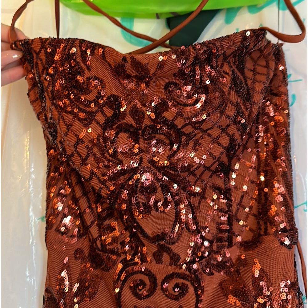 Sequined Lace Prom Dress